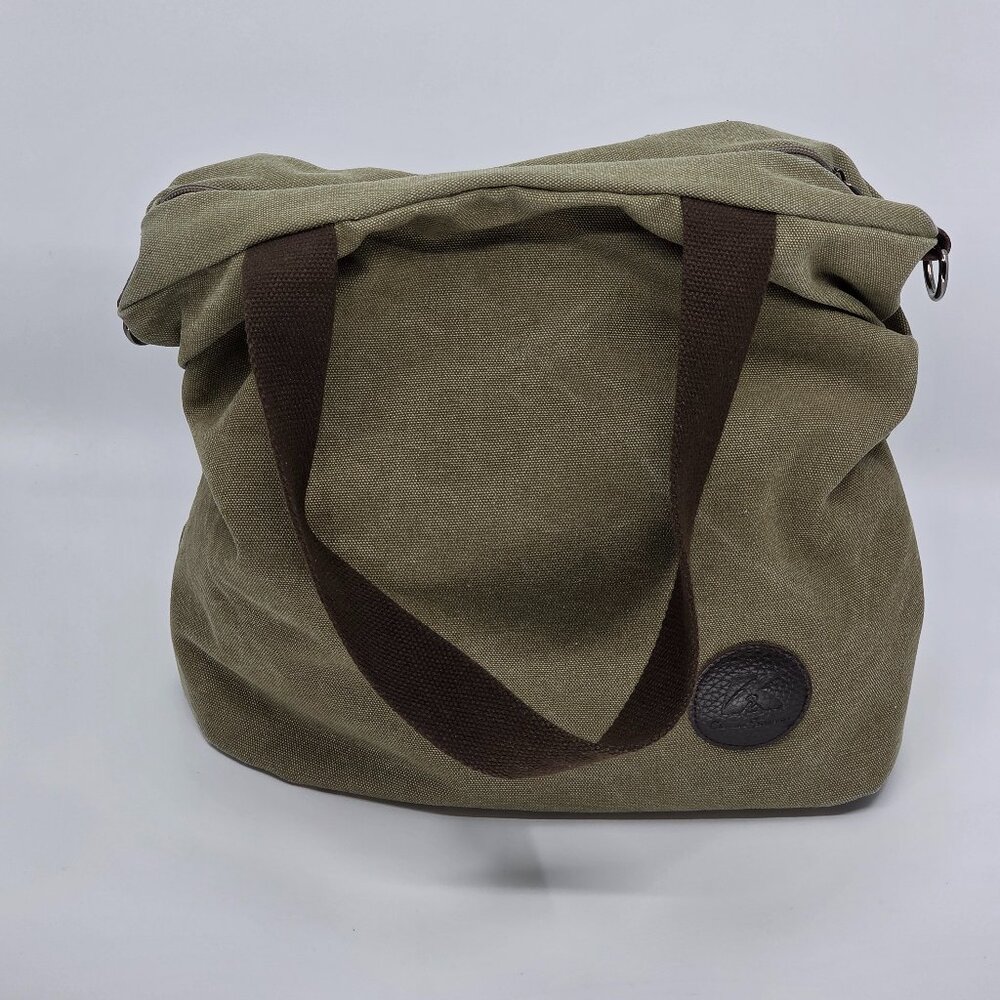 Kaukko Olive Green Washed Canvas Slouchy Hobo Tote Bag | Utility Everyday Carry